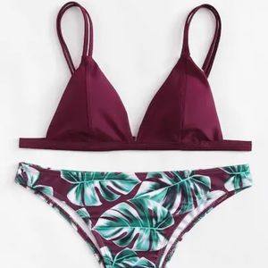 Two piece palm print bikini